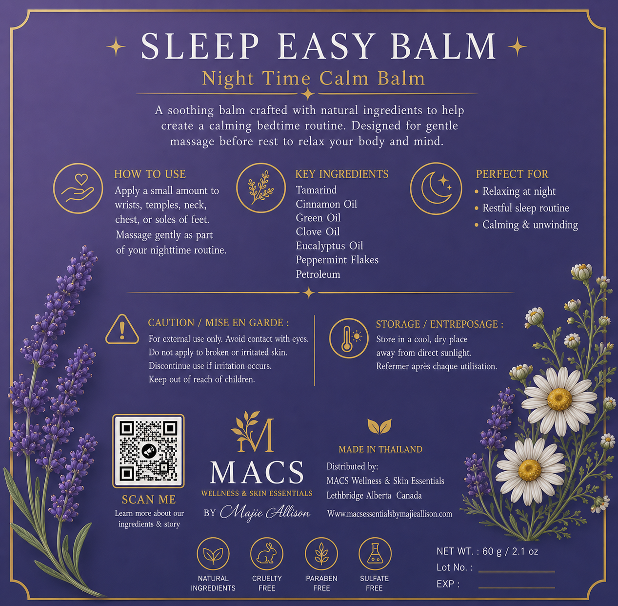 Sleep Easy Lavender Balm 100% Organic