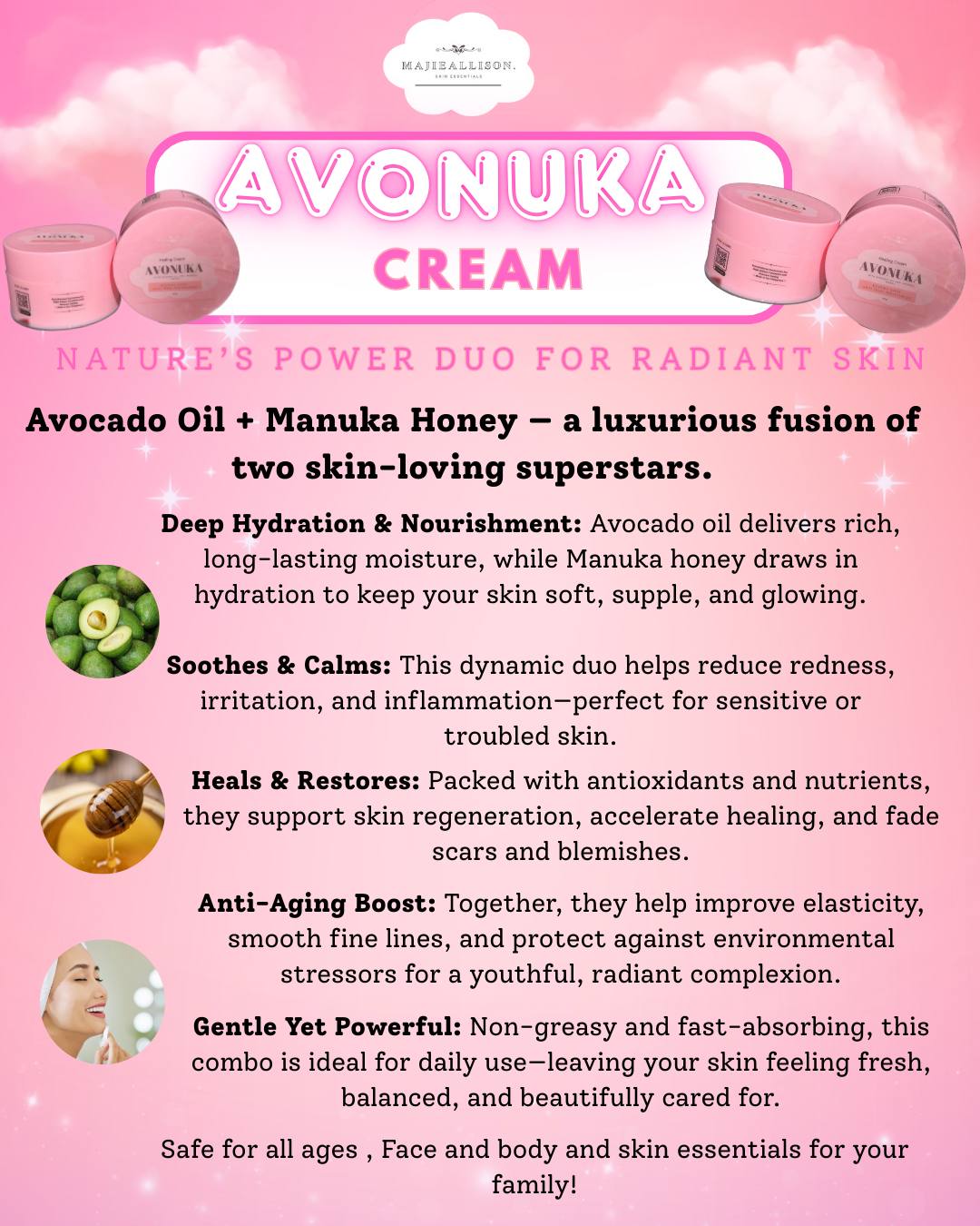 AVONUKA Emollient Cream back label and ingredients list