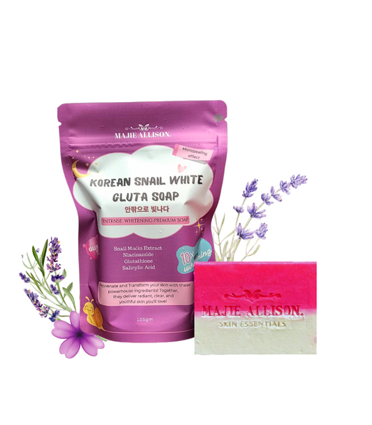 Korean Snail White Gluta Soap bar on white background