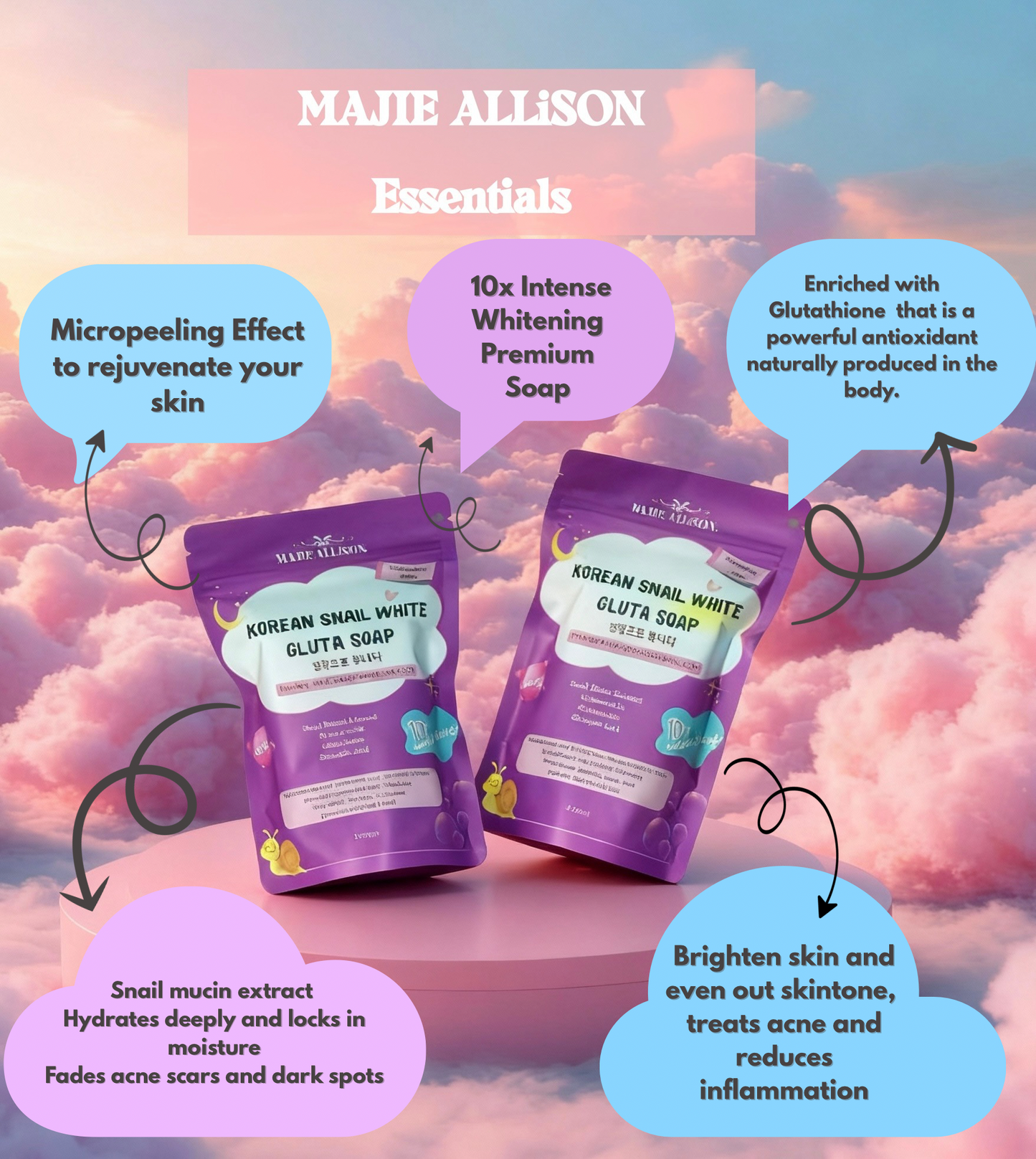 Korean Snail White Gluta Soap brightening skincare bar