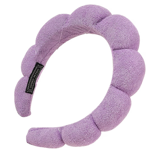 Soft skincare headband in purple and pink color design