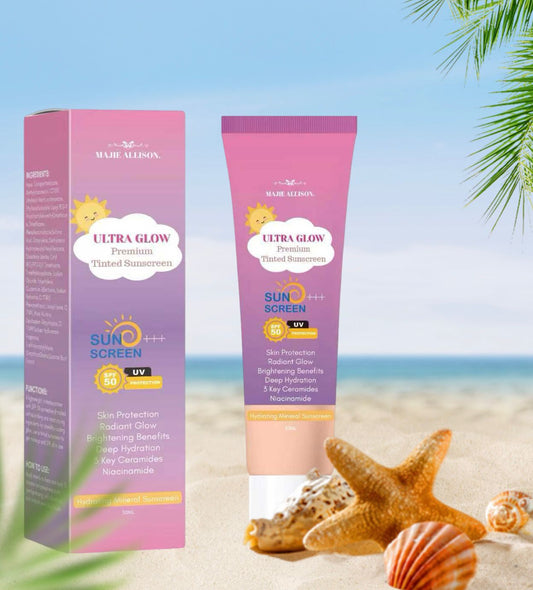 Ultra Glow Tinted Sunscreen front label and packaging